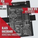 Pilot Kneeboard VFR Black with Notepad & Strap