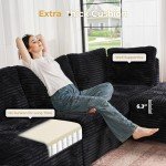 HOOOWOOO Modular Black Velvet Sectional Sofa Set