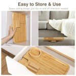 Bamboo Couch Arm Table with Rotating Phone Holder