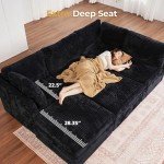 HOOOWOOO Modular Black Velvet Sectional Sofa Set