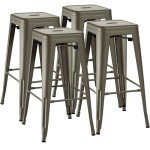 Stylish Stackable Metal Bar Stools Set of 4