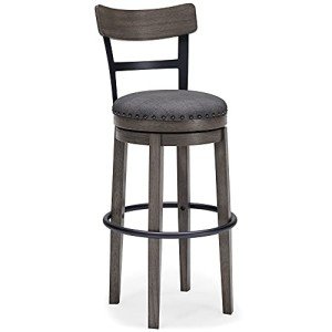 Caitbrook 30" Gray Swivel Farmhouse Barstool