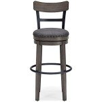 Caitbrook 30" Gray Swivel Farmhouse Barstool