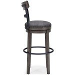 Caitbrook 30" Gray Swivel Farmhouse Barstool