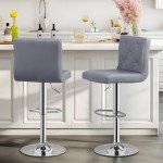 Modern Grey PU Leather Bar Stools - Set of 4