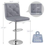 Modern Grey PU Leather Bar Stools - Set of 4