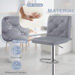 Modern Grey PU Leather Bar Stools - Set of 4