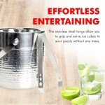 Hammered Stainless Steel Ice Bucket with Tongs