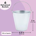 Juvale 6 Pack Large Galvanized Ice Buckets