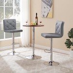 Modern Grey PU Leather Bar Stools - Set of 4