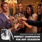 Hammered Stainless Steel Ice Bucket with Tongs