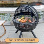 35" Wood Burning Fire Pit with BBQ Grill