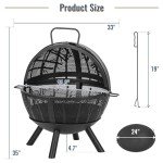 35" Wood Burning Fire Pit with BBQ Grill
