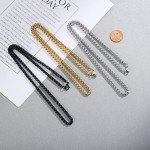 Men's 3-Piece Stainless Steel Wheat Chain Set