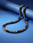 Men's Healing Crystal Beaded Necklace – Triple Protection
