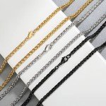 Men's 3-Piece Stainless Steel Wheat Chain Set