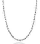 Sterling Silver Diamond-Cut Braided Rope Chain Necklace