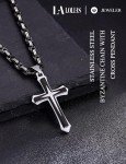 Men's Black Cross Necklace with Byzantine Chain