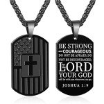American Flag Cross Dog Tag Necklace for Men