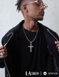 Men's Black Cross Necklace with Byzantine Chain