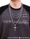 Men's Black Cross Necklace with Byzantine Chain