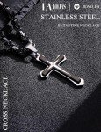Men's Black Cross Necklace with Byzantine Chain
