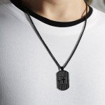 American Flag Cross Dog Tag Necklace for Men