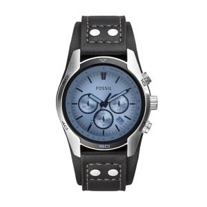 Fossil Men's Silver and Black Chronograph Watch