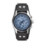Fossil Men's Silver and Black Chronograph Watch