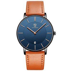 Men's Minimalist Analog Watch with Leather Strap