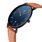 Men's Minimalist Analog Watch with Leather Strap