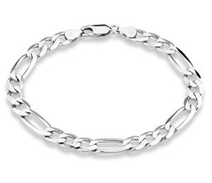 Men's 7mm Diamond-Cut Figaro Link Chain Bracelet