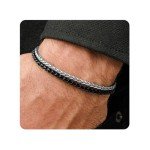 Silver and Black Stainless Steel Men's Bracelet
