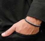 Silver and Black Stainless Steel Men's Bracelet