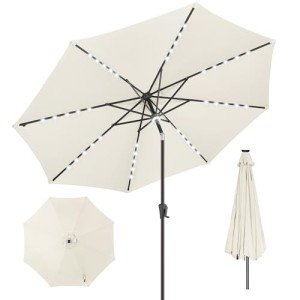 Ivory 10 ft Solar LED Market Patio Umbrella
