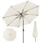 Ivory 10 ft Solar LED Market Patio Umbrella