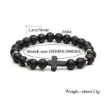 Lava Stone Cross Beads Bracelets for Him & Her