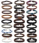 27-Piece Braided Leather & Bead Bracelet Set