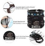 27-Piece Braided Leather & Bead Bracelet Set