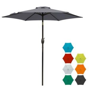 7.5 Ft Grey Patio Umbrella with Tilt & Crank