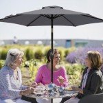 7.5 Ft Grey Patio Umbrella with Tilt & Crank