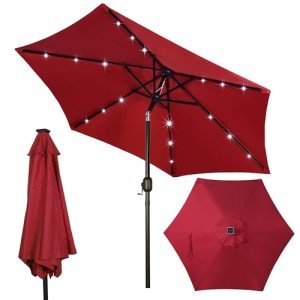 7.5 ft Solar Patio Umbrella with LED Lights