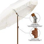 7ft Outdoor Tassel Umbrella with Tilt Feature