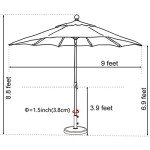 9Ft Heather Beige Patio Umbrella with Ventilation