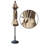 9Ft Heather Beige Patio Umbrella with Ventilation