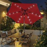 7.5 ft Solar Patio Umbrella with LED Lights