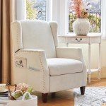 Mancave Wingback Recliner Chair with Storage Pocket