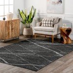 Charcoal Abstract Lines Area Rug for Mancave