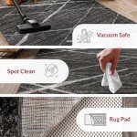 Charcoal Abstract Lines Area Rug for Mancave