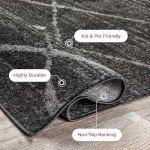 Charcoal Abstract Lines Area Rug for Mancave